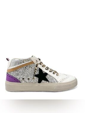 NIB Shushop Rina High-Top Glitter Sneaker 👟!! Silver/White - 6